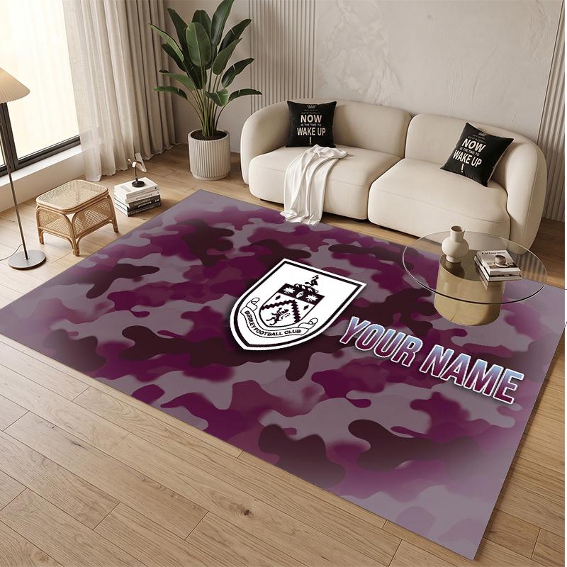 Personalized Crystal Velvet Carpet Burnley Football Pattern Non Slip Floor Rug