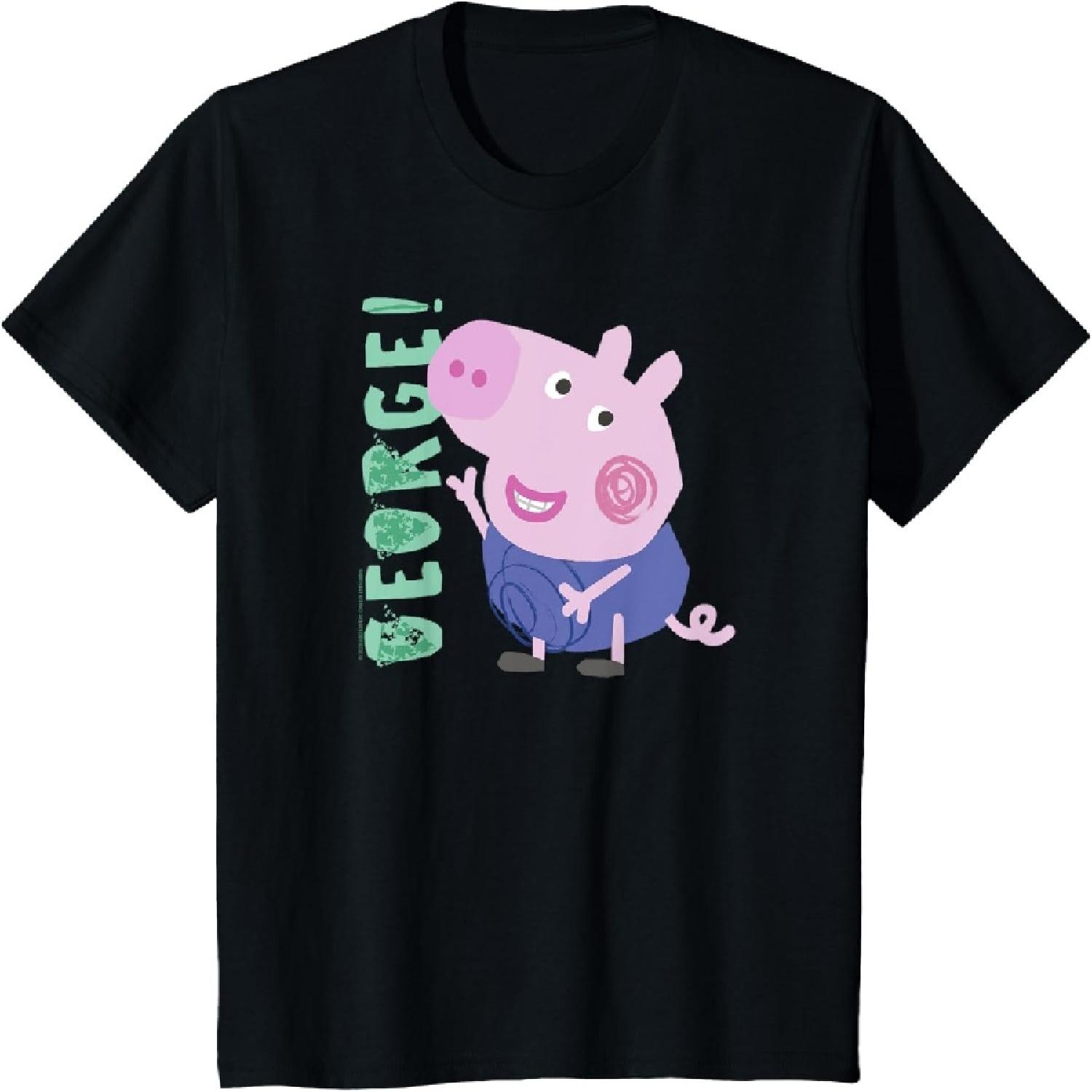 Свинка Пеппа Джордж! Футболка с портретом улыбающегося человека в полный рост S разноцветный