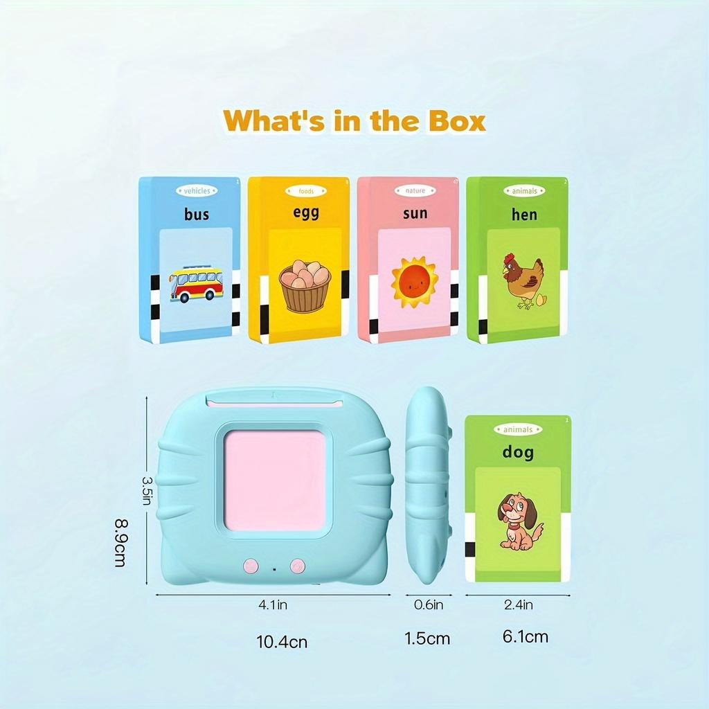Montessori Play School: Interactive talking card toy for ages 0-3 with 224 bilingual visual word cards and sensory learning materials.