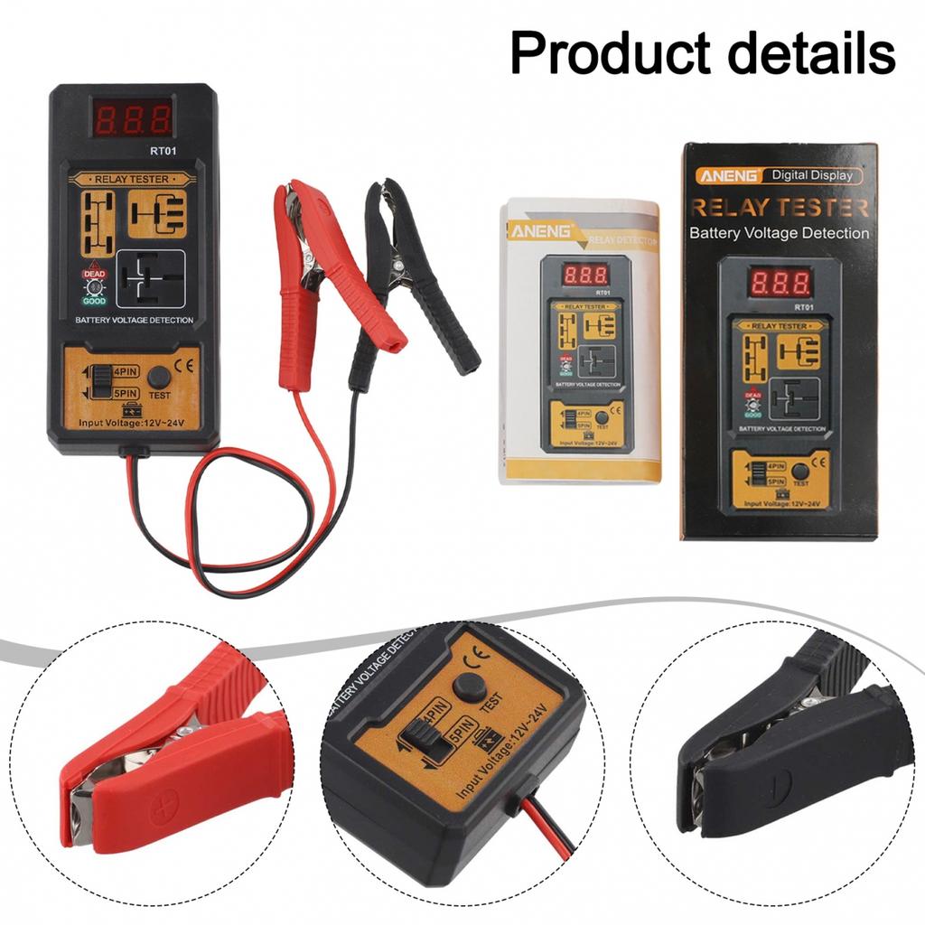Tester per Relè Auto Display Digitale 12V 24V Analizzatore di Relè Tester per Batteria