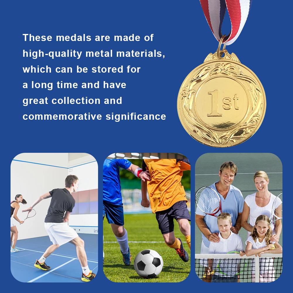 5cm Gold/Silver/Bronze Medal Award Medals with Neck Ribbon Students Rewards Metal Winner Medals for Marathon Ball Games