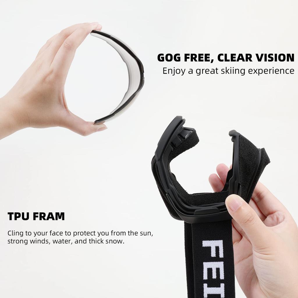 FEISEDY Snowboard Ski Glasses Boys and Baseball UV400 Lightweight and Suitable for and Skiing Women's Goggles, Goggles, Compatible, Girls, Wide-View