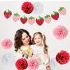 22PCS Red&Pink 3D Paper Flower Tissue Hanging Decoration Honeycomb Flower Paper  Wedding Festival