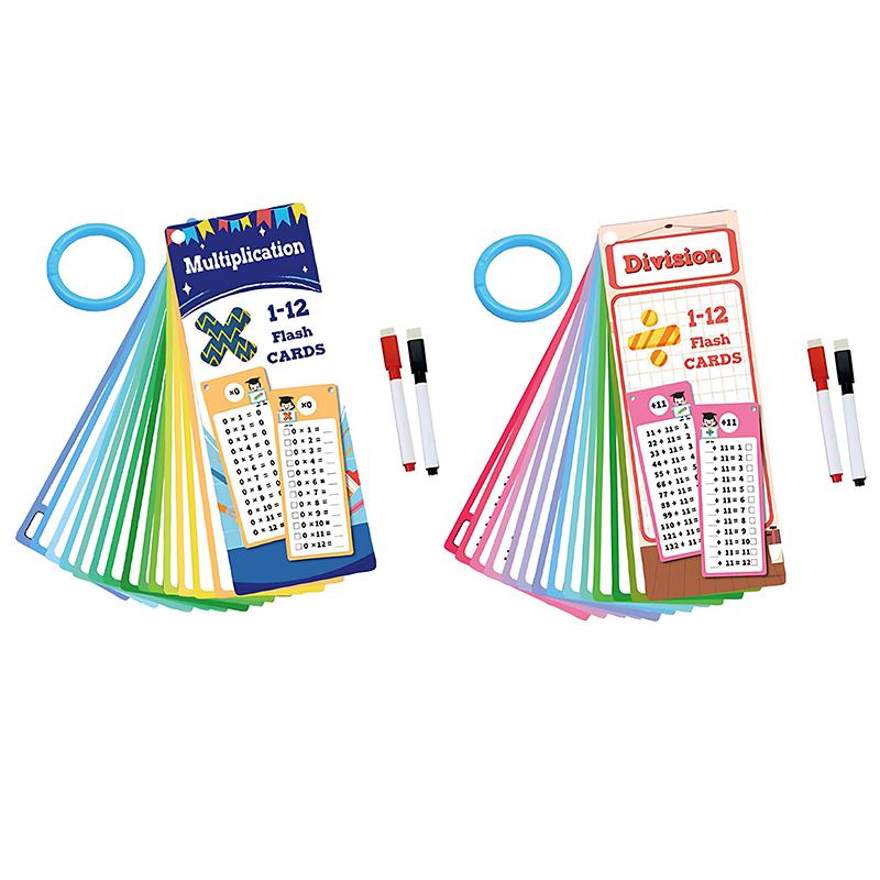 2 Mixed Set Math Flash Card Chart Reusable Math Teaching Enlightenment Props Addition&Subtraction or Multiplication&Division ZYF