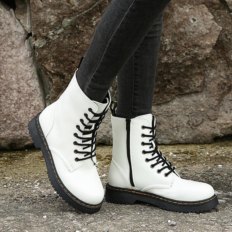 

Newestchunky Heel Platform Motorcycle Boots Women Round Toe Creeper Boots Designer Women Ankle Boots Botas De Mujer