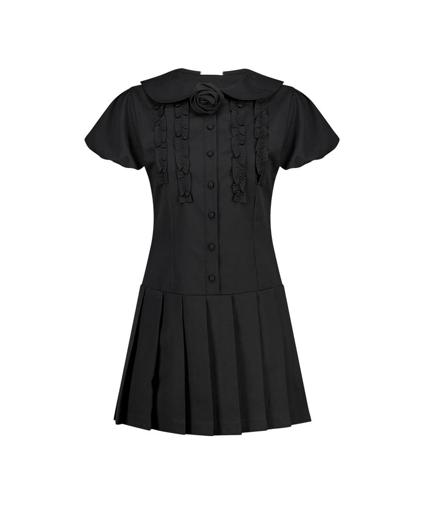 ILLIGO Rose Pleated Mini Dress Black