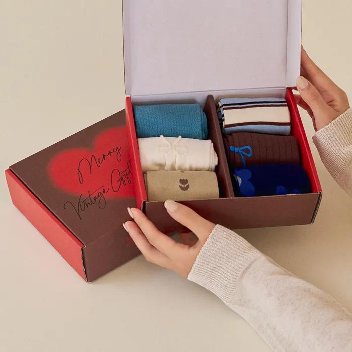 Merry Vintage Gift Socks Women 6P - 01 Love Velvet (Gift Set/Women's Socks) + Free Shopping Bag