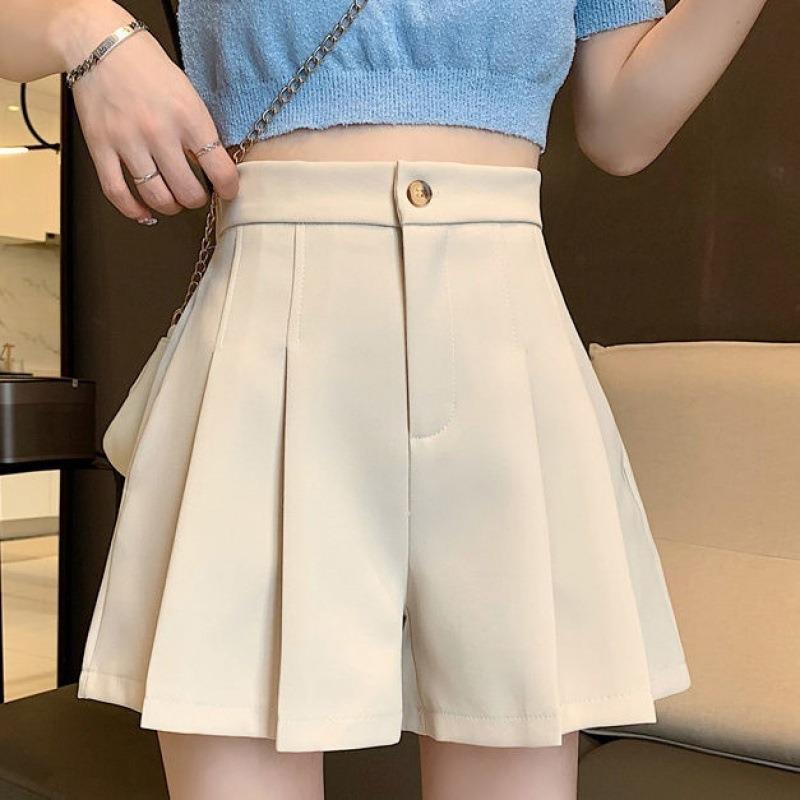 

Women s High Waist Pleated Wide-Leg Suit Shorts - Summer Casual Slimming Fit Large чорний