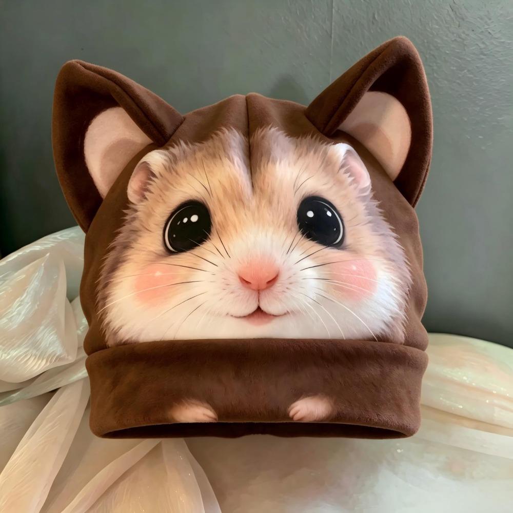 Soft Cute Winter Hat Cartoon Print Cartoon Beanie New Animal Beanie Hat Daily Outfits