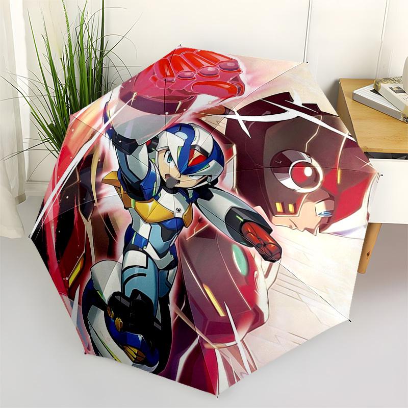 

1pc Mega Man Automatic Folding Umbrella, 8-Bone Frame, Portable Design for Outdoor Use, Ideal Gift for Fans and Travelers.Y043