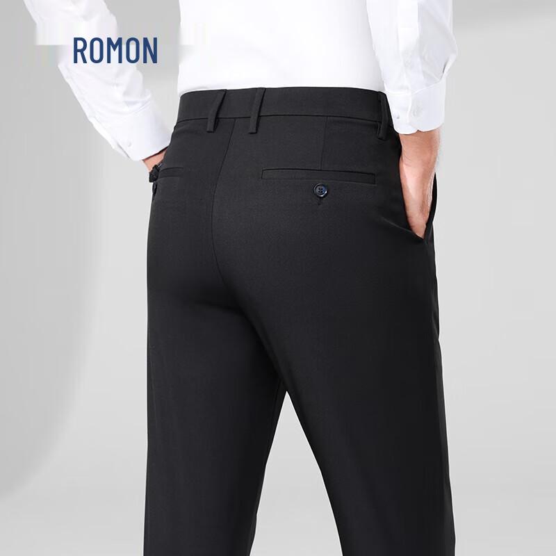 ROMON Men's Wrinkle-Resistant Business Casual Straight Trousers