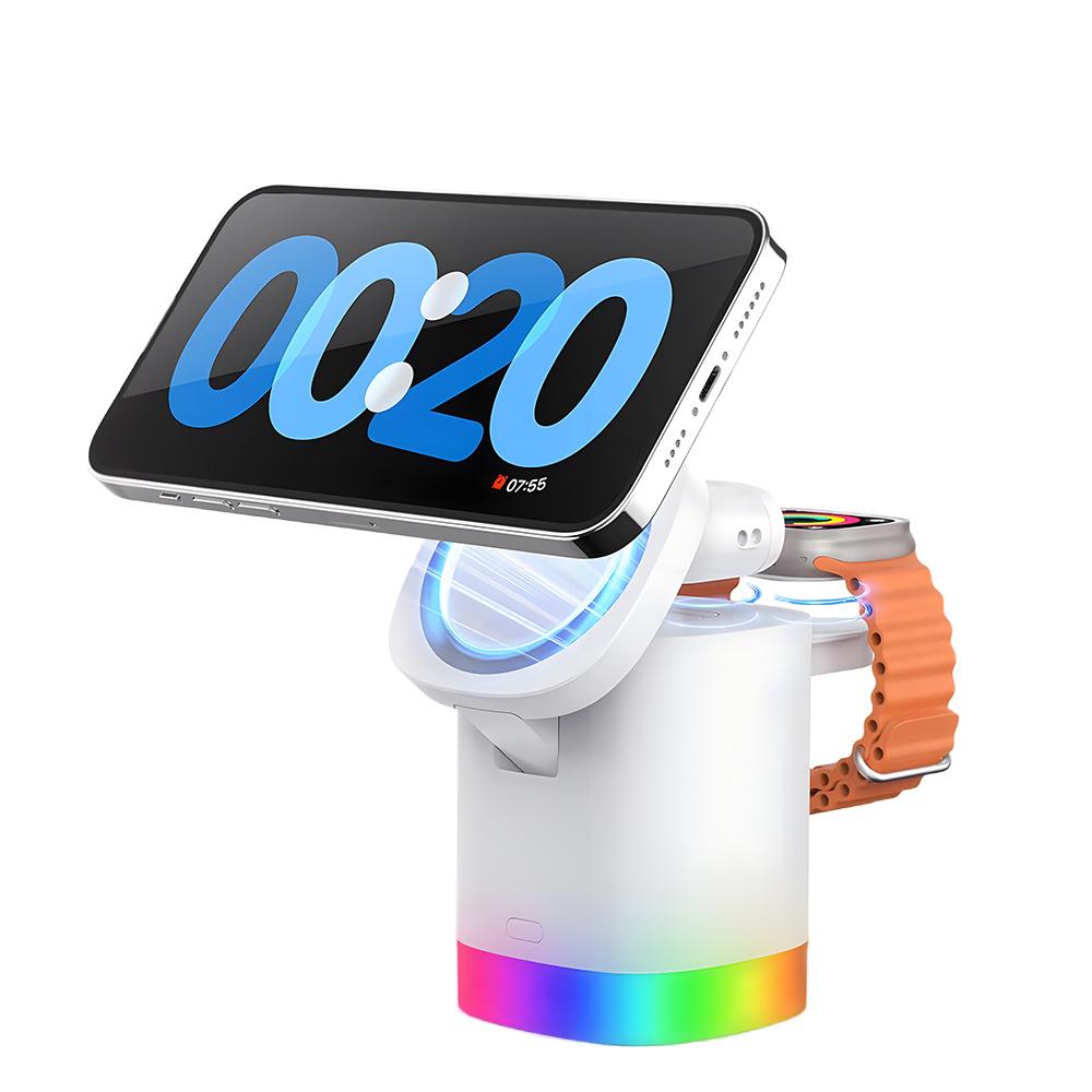 

3 in 1 Foldable Magnetic Wireless Charger, Desktop Charging Stand for iPhone 17 16 15 14 13 12, Fast Charging Dock for Apple Watch AirPods білий