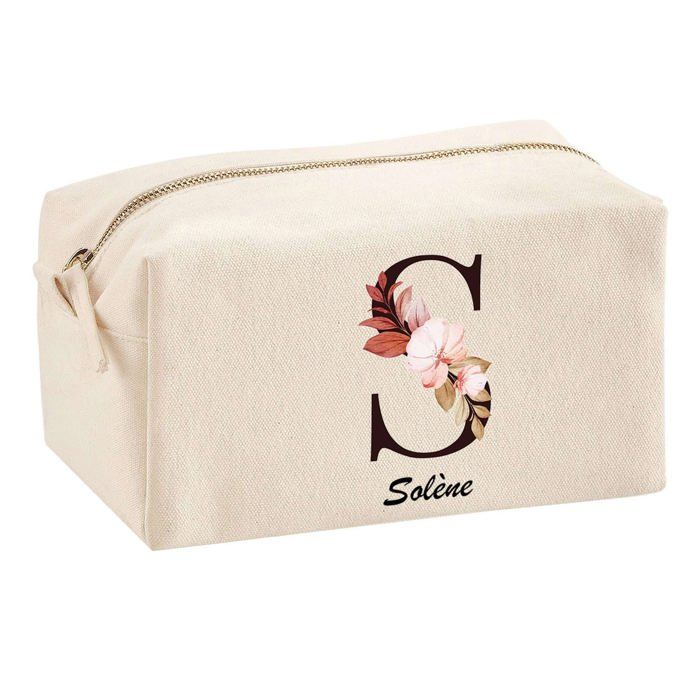 Trousse multifonction Solène Lettre Fleur Cadeau Anniversaire Noël Idée Personnalisé Original | Trousse Scolaire Fournitures Bureau