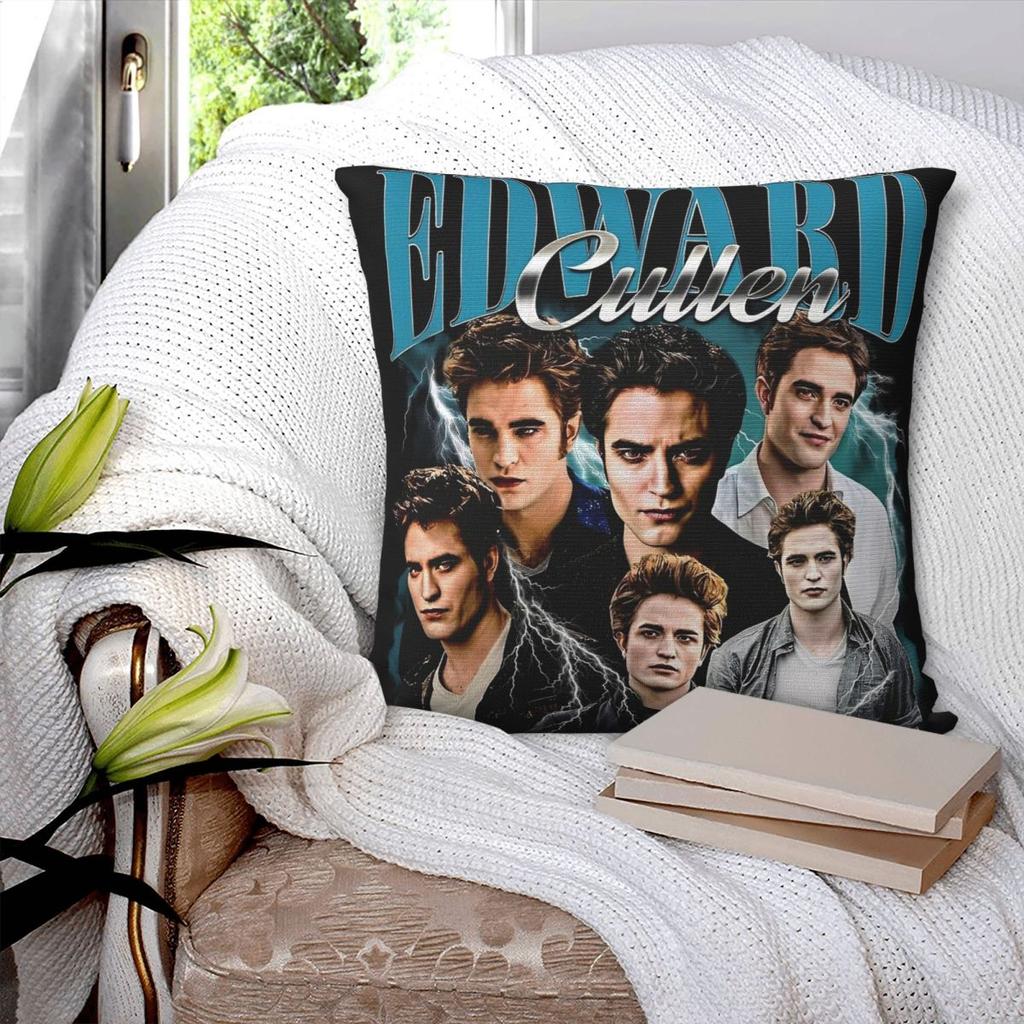 Twilight Saga Edward Cullen Square Pillowcase Polyester Linen Velvet Printed Zip Decor Car Cushion Cover