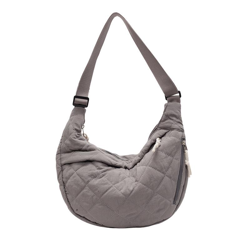 Rhombus dumpling bag autumn and winter new trendy casual large capacity solid color cloth bag light commuter shoulder messenger bag women