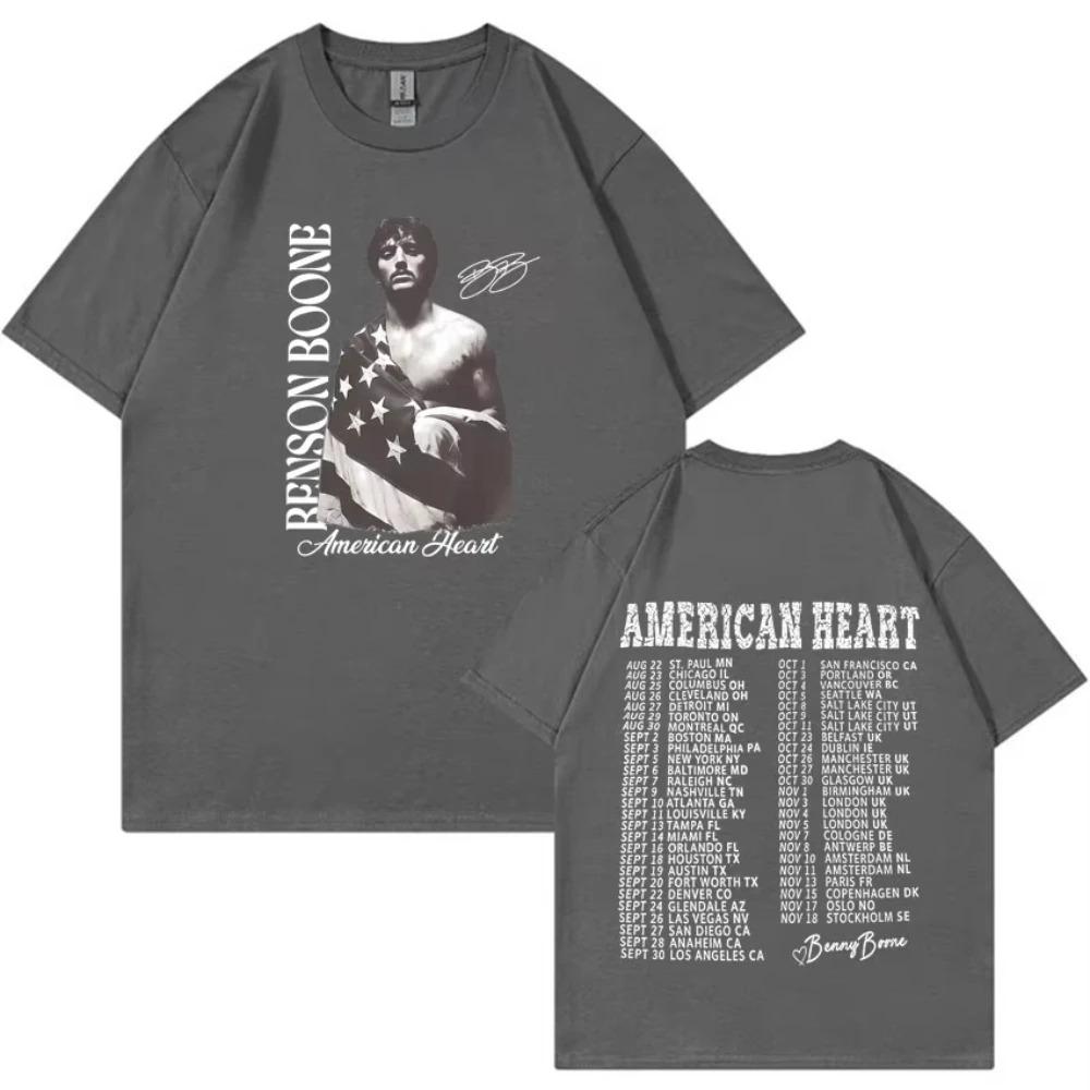 Rapper Benson Boone America Heart Tour Tshirts Oversized Y2k Men Harajuku Shortsleeved Vintage Tshirts Female Male Clothing