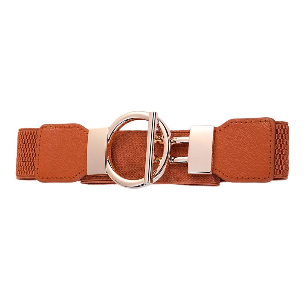 Women Stretch Waist Belt Fashionable Elastic Metal Buckle Adjustable Cincher For Dresses Casual Outfit Party Office Wear