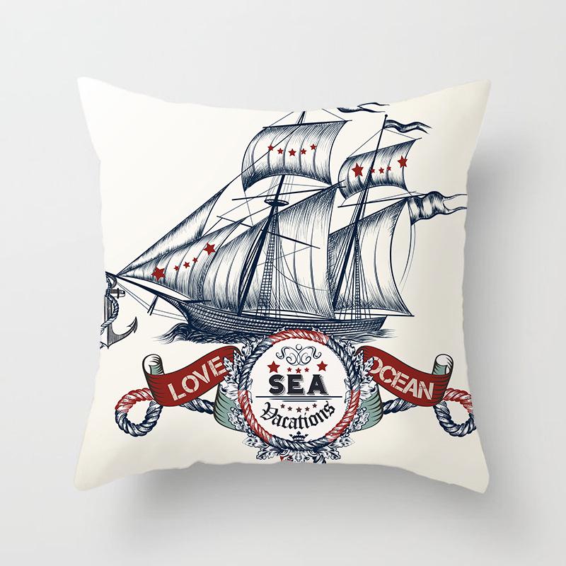 Ins Home Supplies Hand-painted Ocean Car Pillow Office Cushion Cover