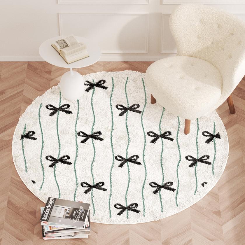 Ins Style Bedroom Decor Round Carpet Thickend Plush Carpets for Living Room Fluffy Soft Bedside Rug Washable Cloakroom Floor Mat