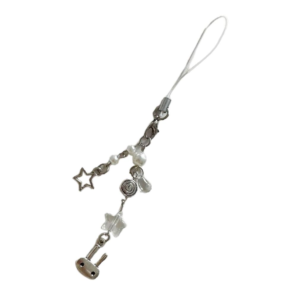 Chic Heart Phone Accessory Trend Phone Charm for Women Girls Beaded Keychain Bag Purse Backpack Wallet Decorations