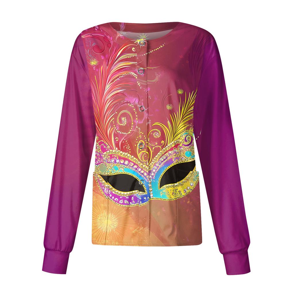 Women's Casual Long-sleeved Single-breasted Printed Protective Clothing Cardigan Top