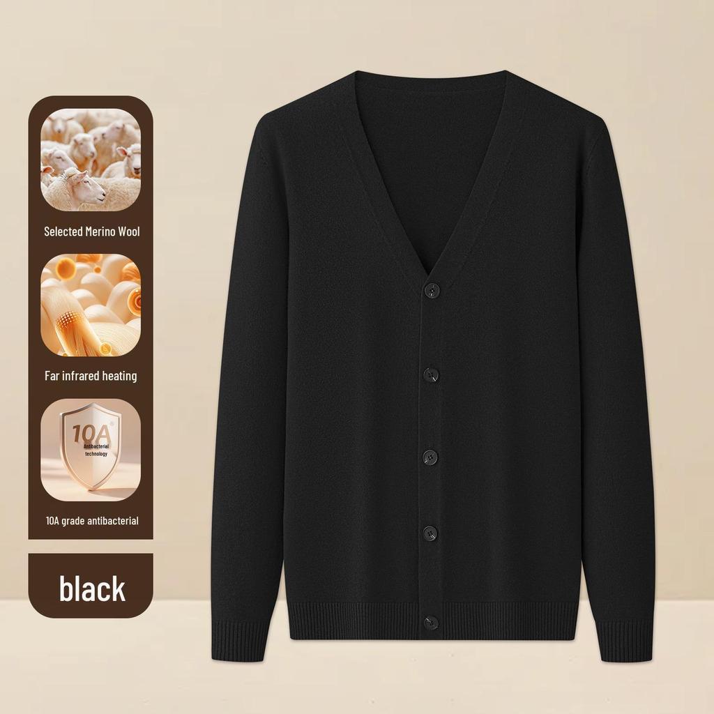Herren V-Ausschnitt Strickjacke aus Wolle und Modal: Herbst/Winter Business Pendler Pulloverjacke