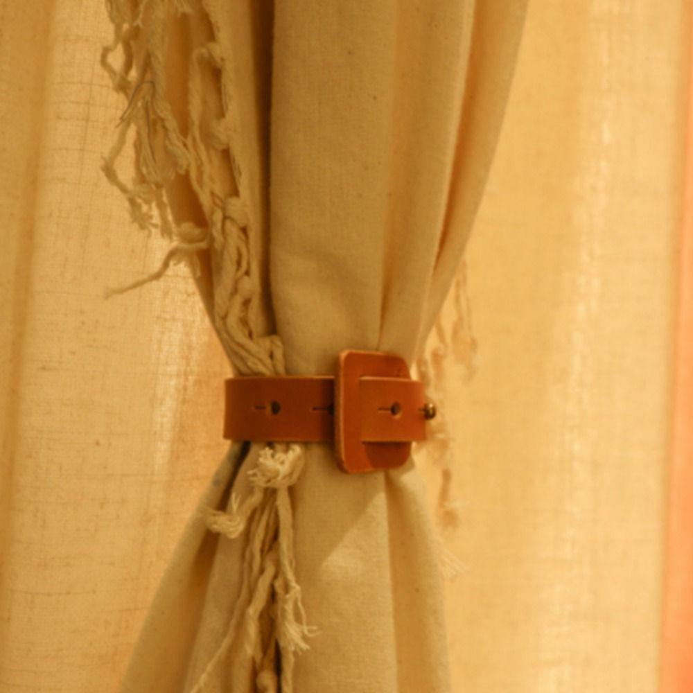 PU Leather Curtain Tie Strap Solid Color Curtains Fixing Tool Curtains Clamp Buckle  Bedroom