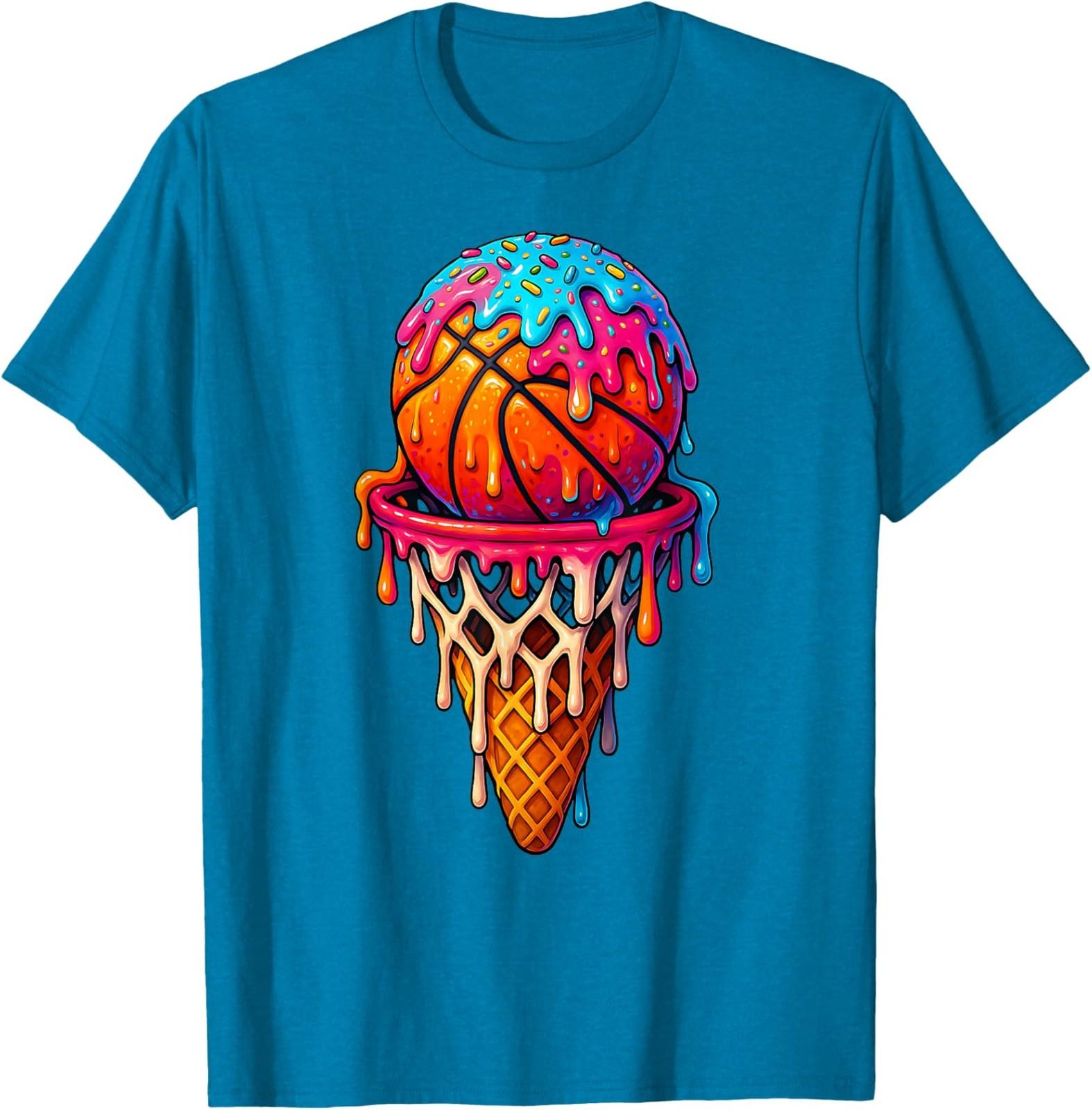 Basketball Ice Cream Drip Unisex T-Shirt S разноцветный