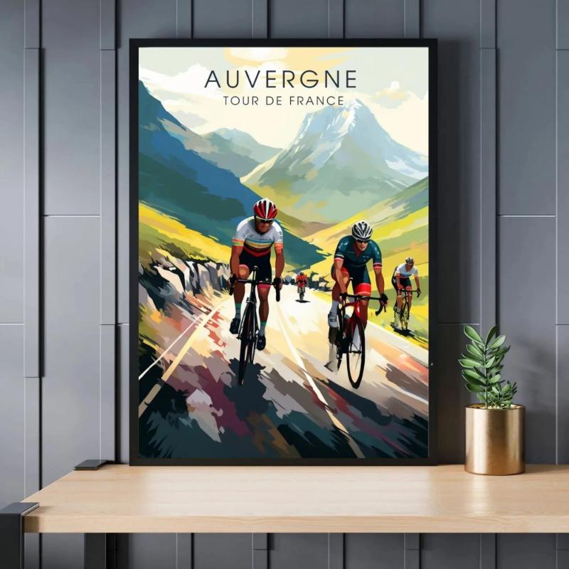 Bike and Cyclist Tour De France Poster Alpe D'Huez Circuit Landscape Prints Canvas Painting Wall Picture Living Room Home Decor