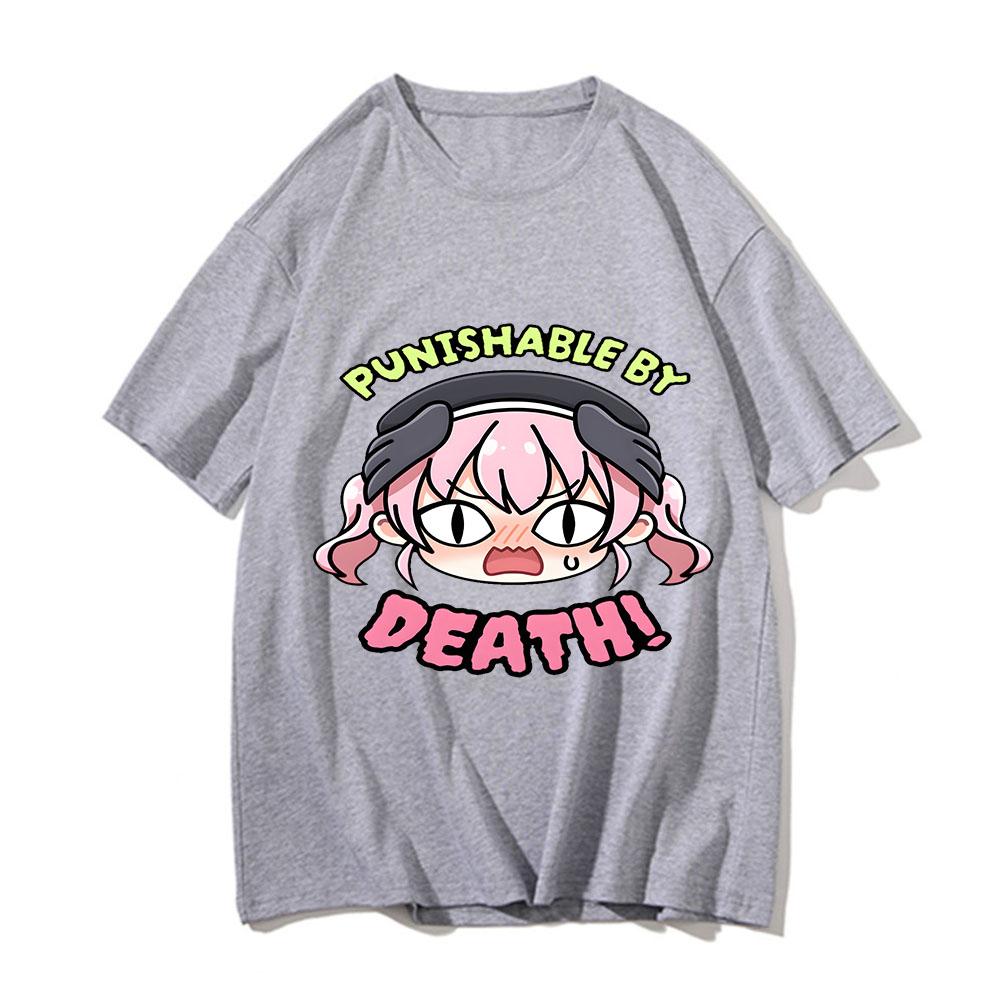 Blue Archive Punishable By Death Print T Shirt Rap Men's Women's Tshirt Cartoon Oversized Short Sleeve Casual Pure Cotton Tees
