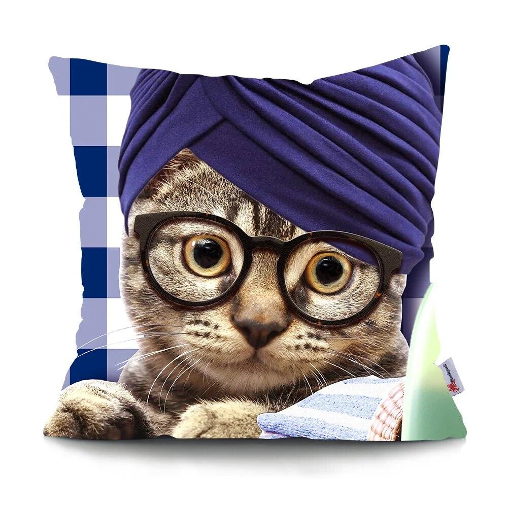 Bedroom Living Room Cartoon Animal Print Cushion Cover Cat Dog Cushion Cover Car Sofa Home Decor Pillowcase