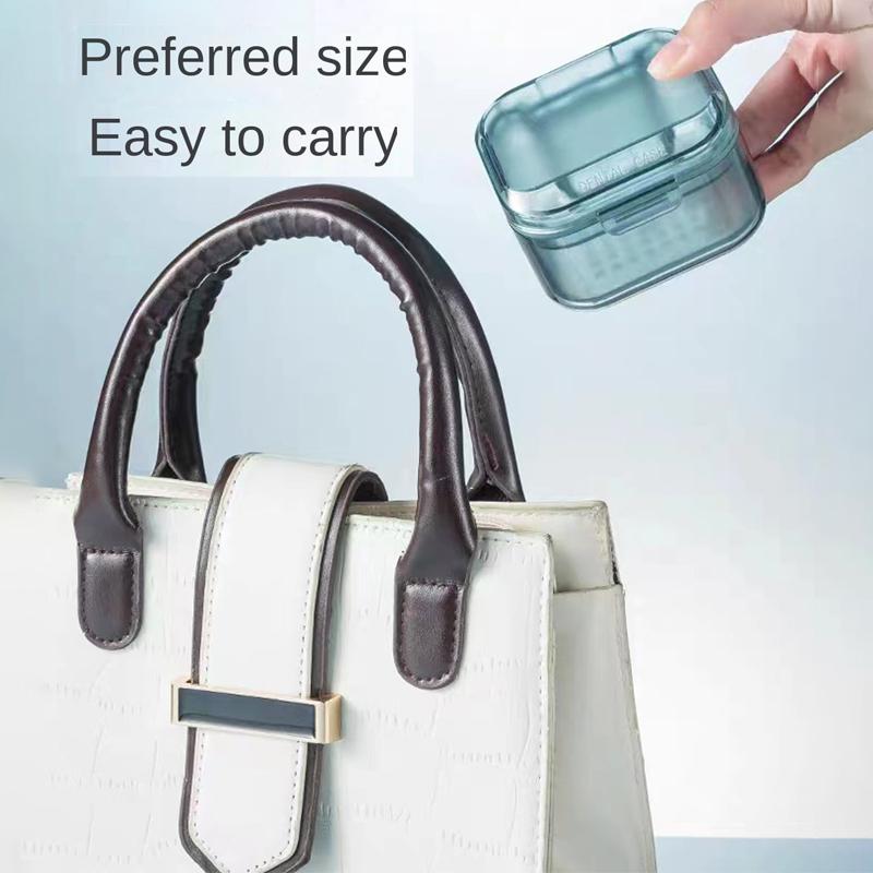 1 Stück Zahnspangenbox Teilprothesenetui Auslaufsicher mit Siebkorb, Prothesenbecher Retainer Reinigungsbadetui Reise