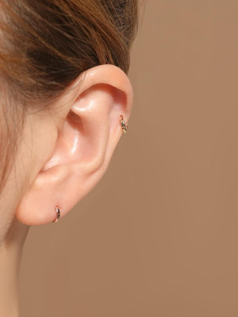 Minimalpiercing 14K 18K Mini Helix Flat One-Touch Ring Earrings