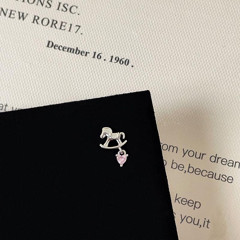 Pink Zircon Bowknot Heart Screw Stud Earrings - Versatile and Sweet Women's Ear Jewelry