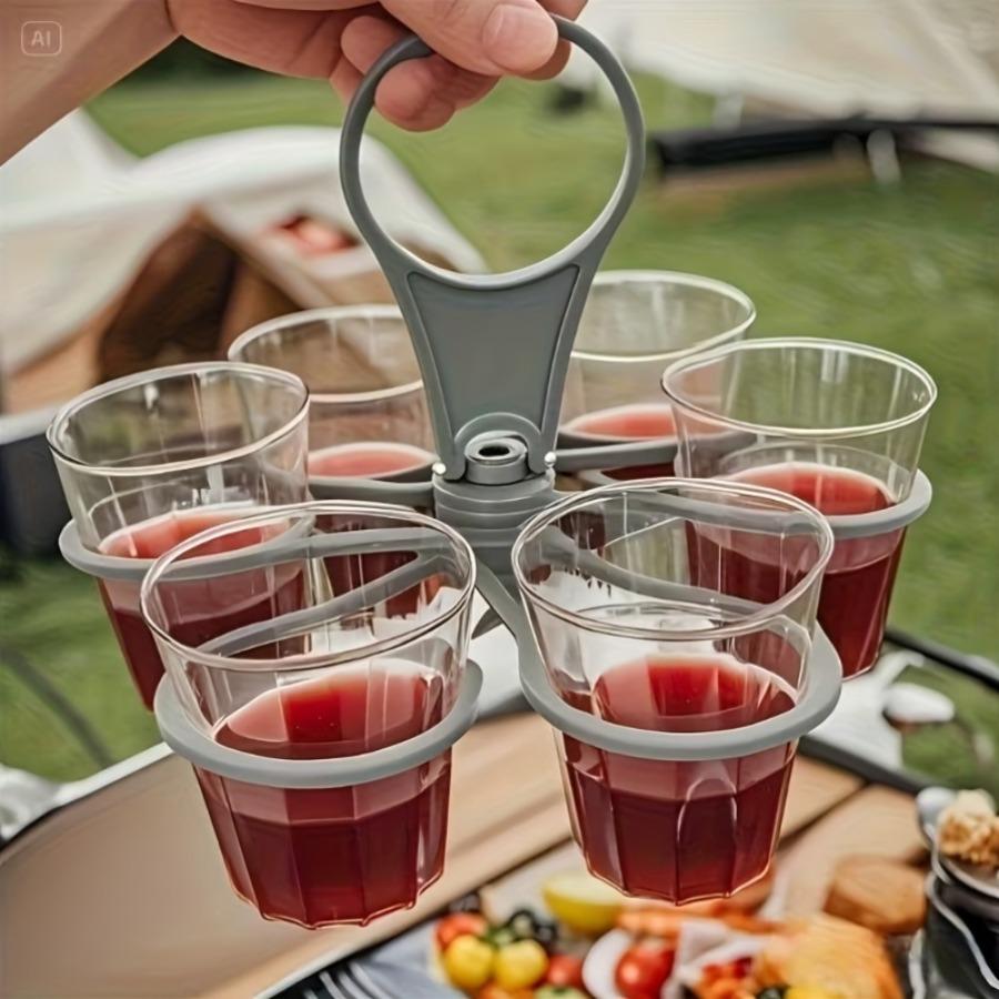 Set of 2 Coffee Cup Holders, Portable Rotating Party Cup Rack, Six-Cup Coffee Holder, Handheld Cocktail Rack - Creative Petal-Shaped Cup Lifter