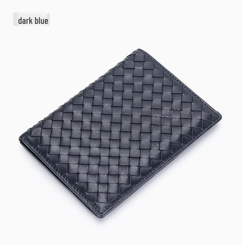 Sheepskin Woven Passport Holder: Women's Genuine Leather Multi-Card Slot Vertical Wallet