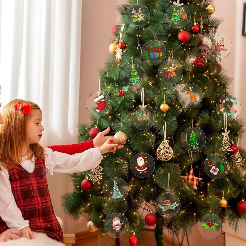 30PCS 3-inch Acrylic Round Blank with Holes, Clear Disc, Round Transparent Acrylic Coaster, Handmade Decorations DIY Art Project Supplies