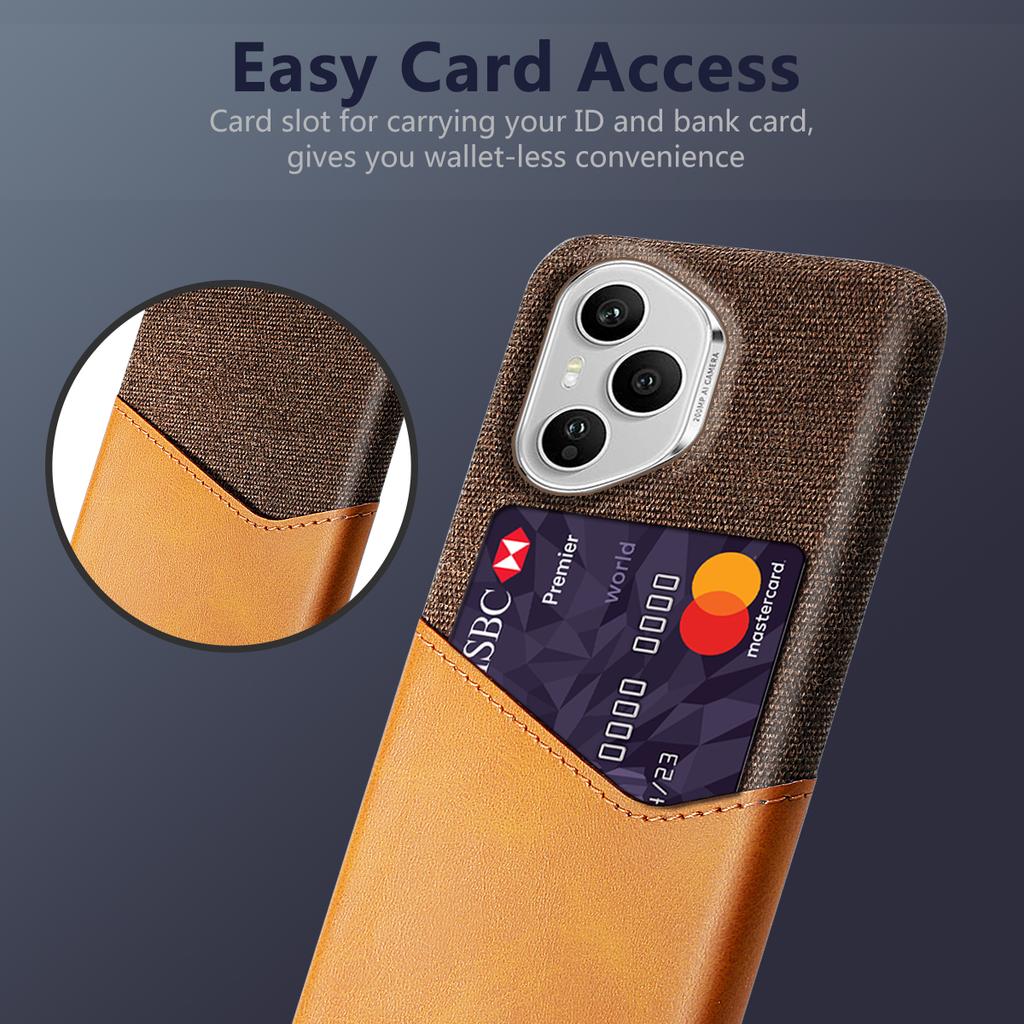 For Honor 400 Pro 5G (Global) Case PU Leather Cloth Texture Hard PC Phone Cover with Card Holder