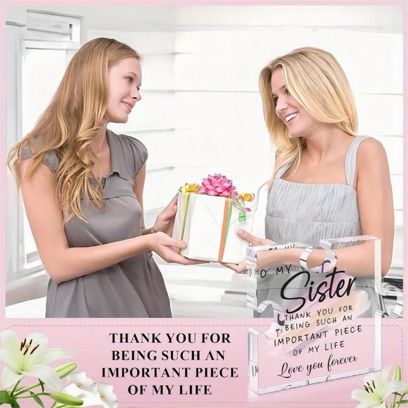 Sister Acrylic Puzzle Plaque. Unique desk decor gift for birthdays, Thanksgiving or Christmas.