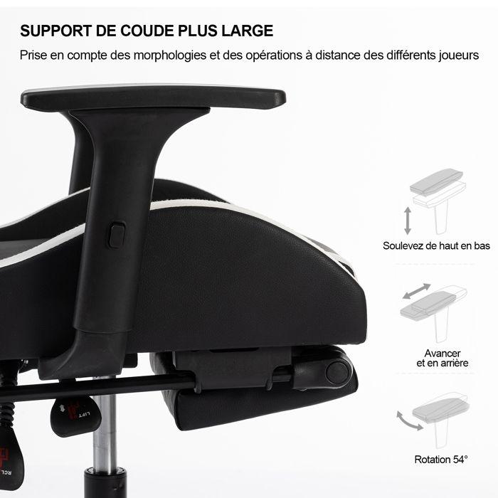 FOXSPORT-Fauteuil Gamer-Chaise Gaming-Siège de Bureau réglable-Réglable en hauteur-Avec tapis de sol-charge 200KG-Noir