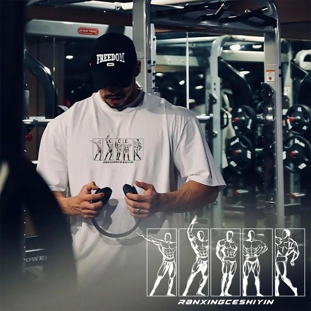 Trendy Fitness CBUM Short Sleeved Men's Summer Loose Large Cotton GYM T-shirt Trendy Half Sleeves