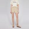 ELLE Solid Color Mid-Rise Zipper Three-Quarter Casual Shorts Women shorts Khaki EK48319