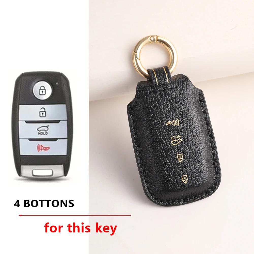 Leather Car Key Case Fob Cover For Kia Sportage Cerato Optima K3 K4 K5 Rio Picanto K2 Soul Sorento Ski Sedona Carnival Borrego