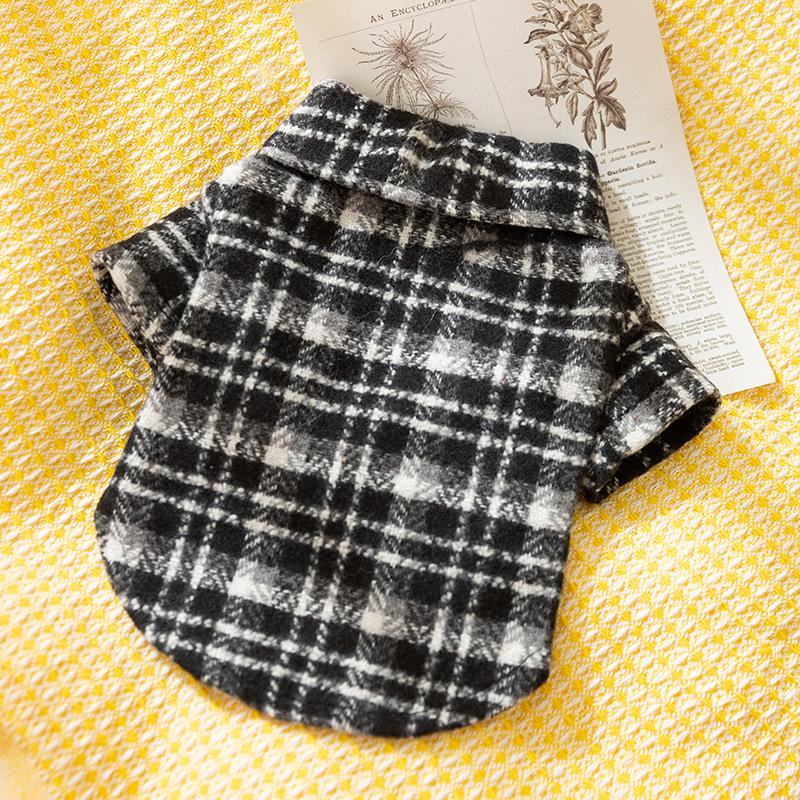 Autumn Winter Warm Pet Dog Dress Puppy Shirt Luxury Dog Clothes Thickened Striped Plaid Dog Costume Chihuahua Bichon Dog Coat