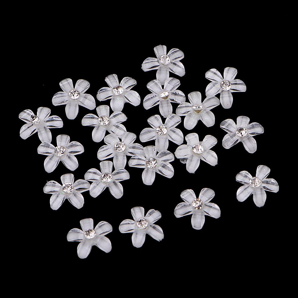 DIY 20pcs 9mm(0.4in) Mini Resin Flowers With Shiny Rhinestone Flatback Buttons