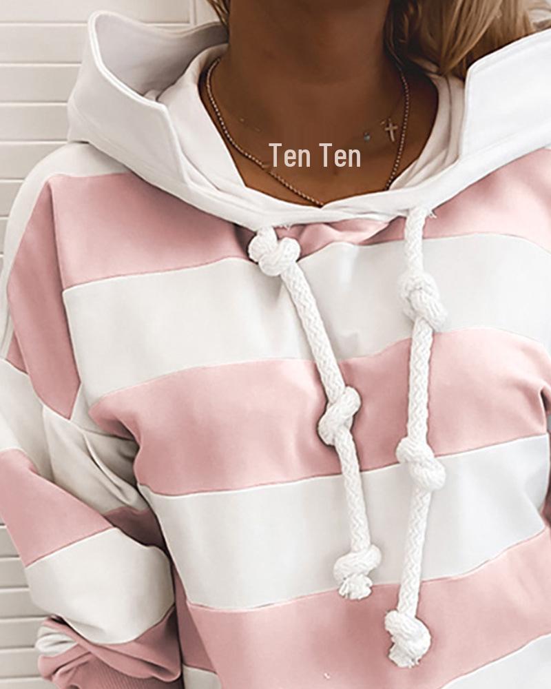 Damen Gestreiftes Langarm Herbst Sweatshirt - Dünnes Oberteil