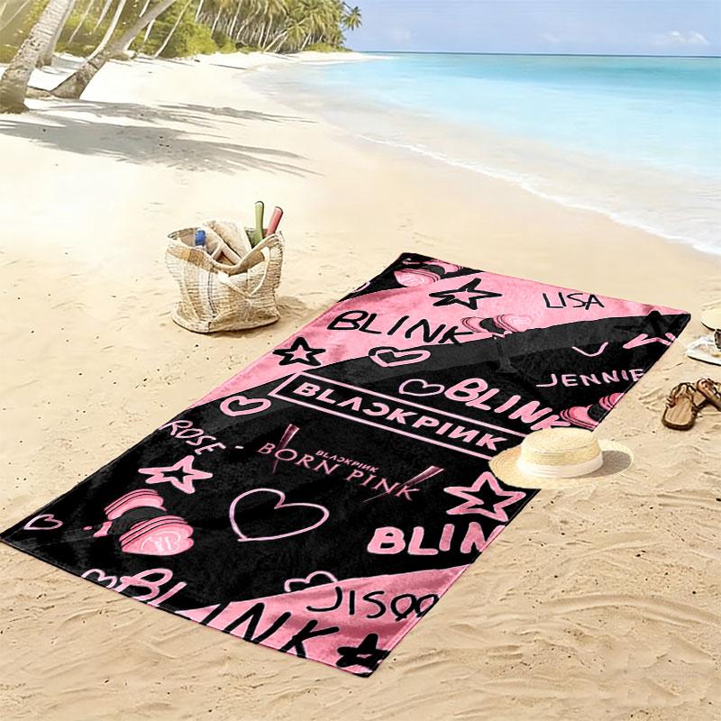 Blackpink Print Beach Towel, Large Soft Quick Dry Towel for Beach Camping Swimming