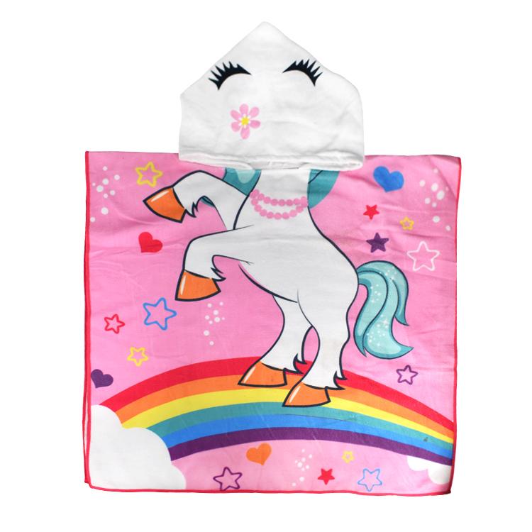 Summer Baby Poncho Bath Towel Cotton Microfiber Quick Dry Beach Towel Sustainable Baby Hooded Beach Poncho for Kids (as the picture,250gsm&60*120cm)
