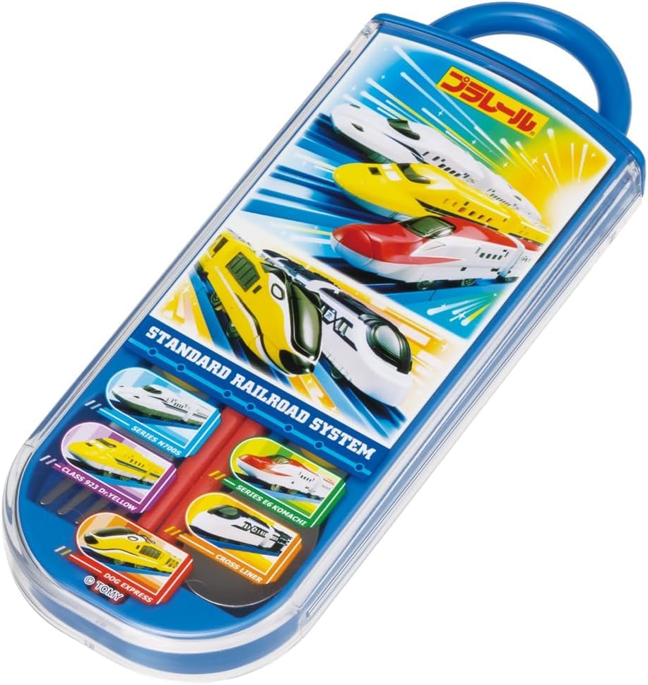 Plarail Trio Bento Chopstick Made in Dishwasher Takara Tomy Set Freezer Set, Chopsticks, Spoon, Fork, Case, Slide-out Type, Japan, Safe,