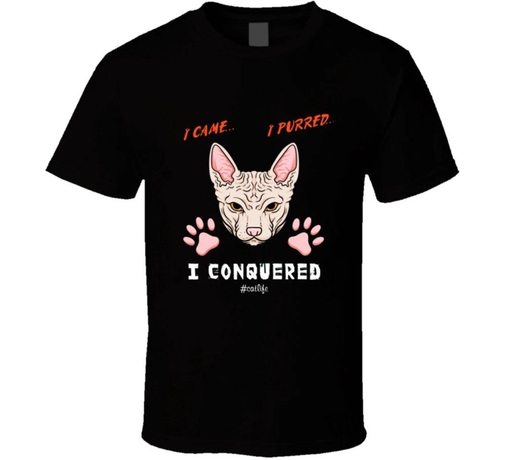 I Came I Purred I Conquered Funny Hairless Cat Rescue Gift T Shirt M